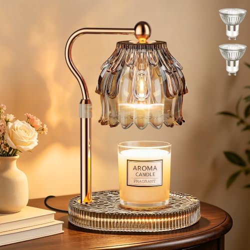 Candle Warmer Lamp with Timer Dimmer, Wax Melts Glass Lamp for Gift, Grey