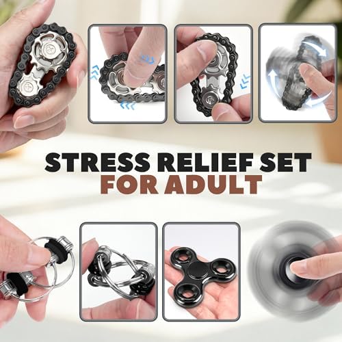 5 Pcs Fidget Toys Adults Metal Figette Spinner Magnet Slider for Teen Boys Quiet Office Desk Cool Gadgets Pain Stim Anxiety Stress Relief Items ADHD Autism Figets Magnetic Gifts for Teens EDC for Men