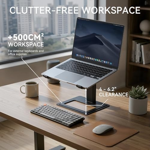 SOUNDANCE Adjustable Laptop Stand, Aluminum Riser, 10-17.3", Black