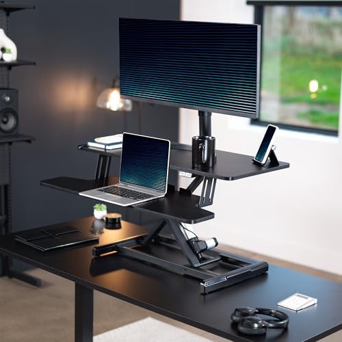 VIVO Black 36 inch Electric Desk Converter, DESK-VE36B