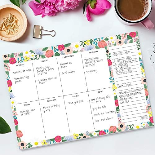 Sweetzer & Orange Floral Weekly Planner 2026, Undated Sheets To Do List Notepad, 7x10” Day Desk Note Pad Easy to Tear, School and Home Checklist Productivity Organizer, Work and Daily Planner