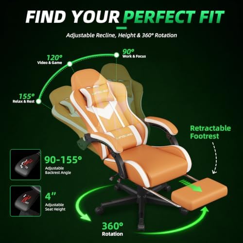 Gaming Chair Ergonomic Gamer Computer Office Chair,Footrest Lumbar Support