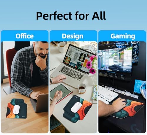 TIDALSOIL Ergonomic Mouse Pad with Memory Foam Wrist Support