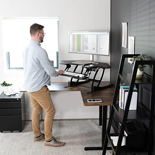 VIVO Black 43 in Electric Corner Desk Converter, DESK-V000VCE
