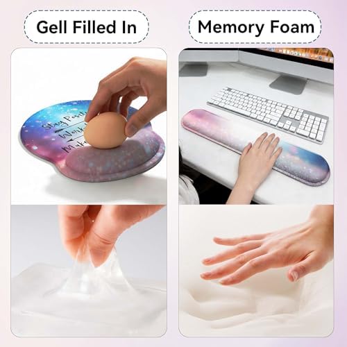 Desk Mat Set + Keyboard and Mouse Pad with Wrist Rest Support,4-in-1 Large Mousepad Computer Mats for Desktop Home & Office-with God