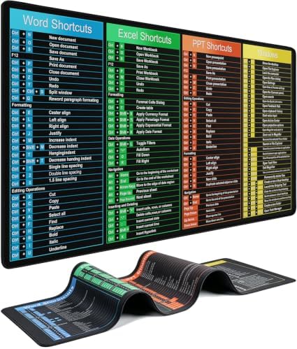 Excel Shortcuts Mouse Pad, 31.5" x 15.7" Waterproof Large Gaming Mousepad