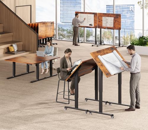 SEDETA 47 x 24 Inches Electric Standing Desk, 180° Tiltable Mobile Rising
