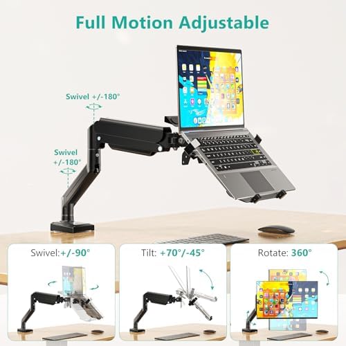 WALI Laptop Desk Mount for 17" Notebook and 34" Screens, Holds 22-26.4 lbs
