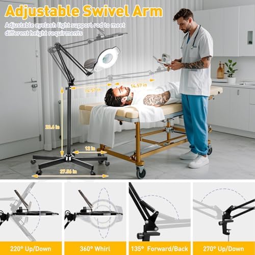 2200 Lumens Mag Lamp for Estheticians, 2-in-1 Magnifier Floor Light