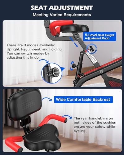 pooboo Folding Magnetic X‑Bike, Upright Exercise Bike for Home Gym