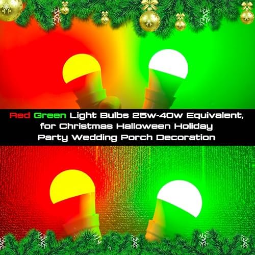 Red Green E12 LED Candelabra Bulbs,3W Christmas Light Bulbs(1 Red+1 Green)