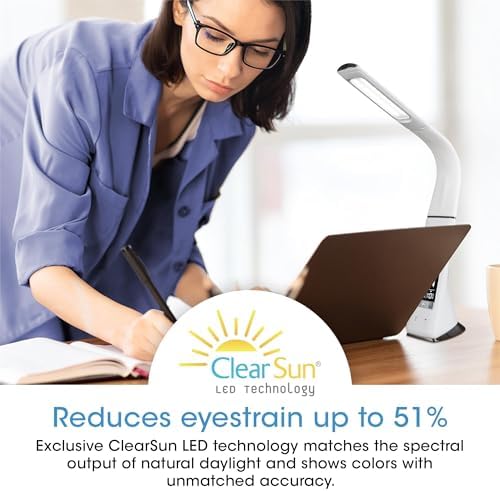 OttLite Thrive ClearSun LED Lamp with USB, White