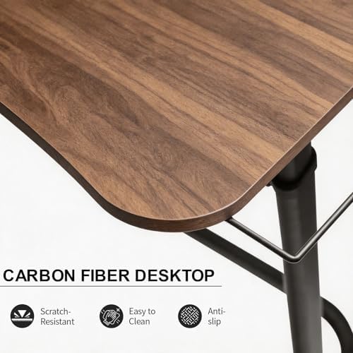 Stepwaver Treadmill Desk, Small Standing Desk for Walking Pad, 30-47 Inch Adjustable Height Walking Pad Stand for Treadmill, Portable Standing Table for Bike - Brown