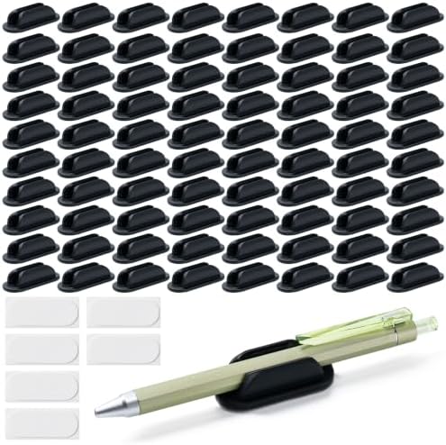Adhesive Pencil Holders for Desk,Silicone Flexible Pen Holder for Wall, Office, School,Home,Classroom Must Haves,Teacher Essentials Accessories,Desk Organizer (80, Black)