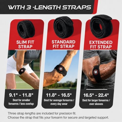 Sleeve Stars Tennis Elbow Brace for Men & Women, Fits 9"-23" (Pair/Black)