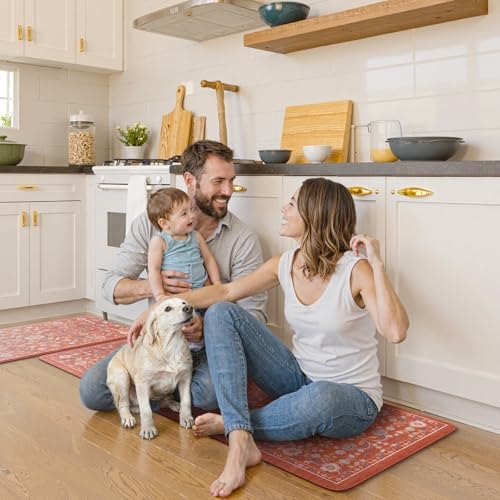 KIMODE Anti Fatigue Mat for Kitchen Floor,Cushioned Kitchen Rugs Sets of 2
