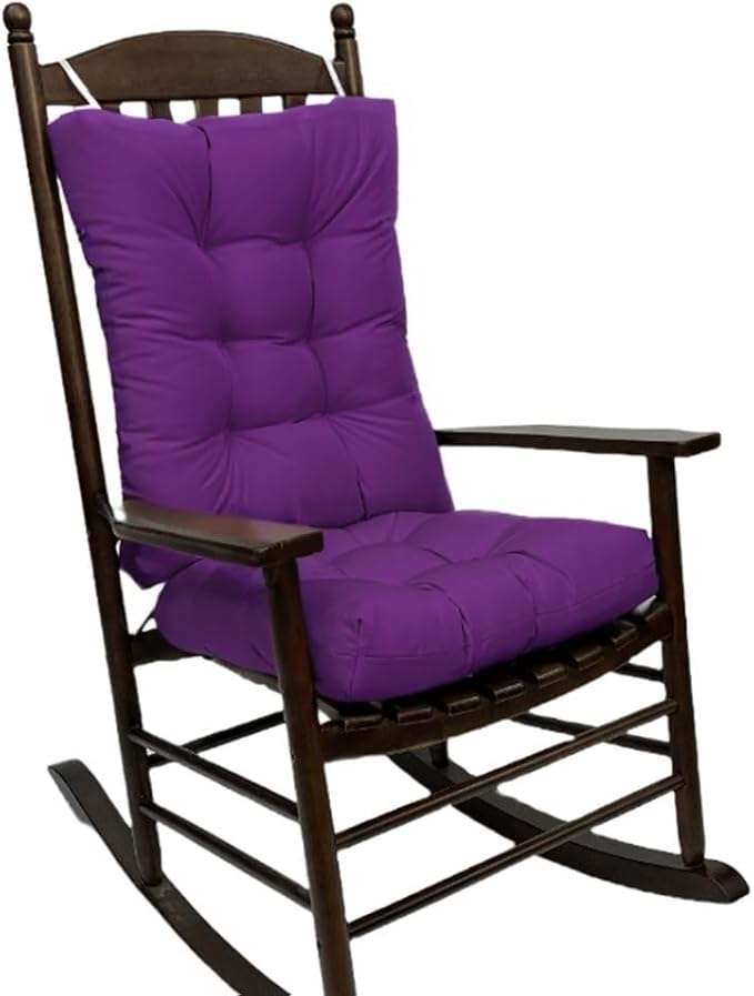 Rocking Chair Cushion Pad, 2 Pieces Indoor/Outdoor Rocking Soft Thickened Patio Chaise Lounger Cushion Overstuffed Patio Chair Cushion (Purple)