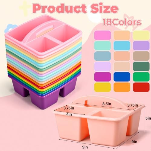 Kathfly 18 Pack Classroom Caddy Organizer with Handle Bulk, Mixed Color 2