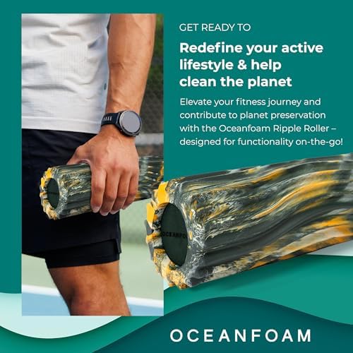 Oceanfoam Ripple Roller, Small Foam Roller (Hunter, Gold & Natural Marbled)