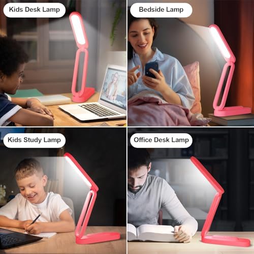 Giryuhd LED Desk Lamp for Office Home & Battery Operated Lamp Rechargeable Lamp Foldable & Portable Light, LED Desk Light Strip, 3 Brightness Dimmable Small Desk Lamp Wireless Reading Lamp