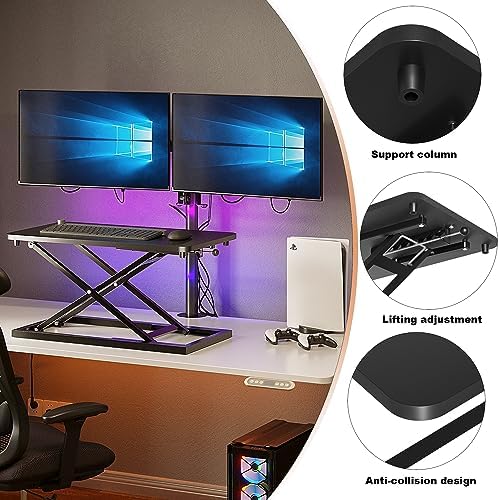 Decoholic 24 inch Height Adjustable Standing Desk Converter（Black）