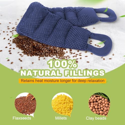 UNCN Long Heating Pad for Neck and Shoulders Back 33 x5.9inches Microwavable Large Moist Heat Pack Warm Hot Compress Neck Wrap Weighted Bag Massage Reusable Herbal Nature Calming Portable