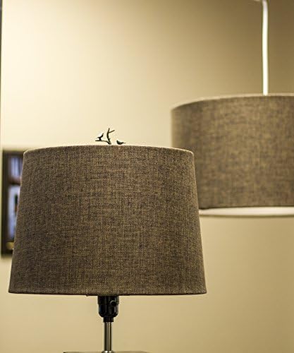 12x14x10 Chocolate Burlap Hardback Drum Lampshade with Brass Spider fitter - Perfect for table and Desk lamps - Medium, Brown