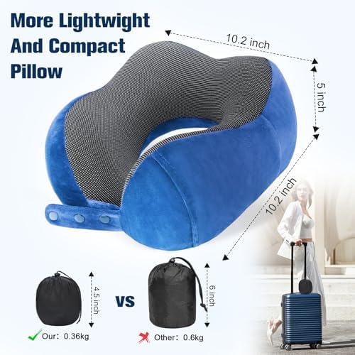 Cirorld Neck Pillow for Traveling, Travel Pillows for Airplanes Dark Blue