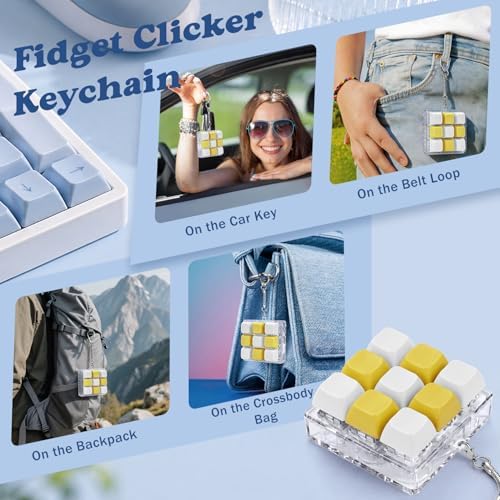 Keyboard Fidget Toy, Creamy Fidget Clicker Keyboard Fidget Keychain, Button Fidget Gifts for Adults, Boost Focus & Ease Anxiety Anywhere — Perfect Stress-Relief Gift (3×3 Grid Layout Z)