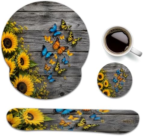 Butterfly Ergonomic Wrist Rest Mouse Pad Set with Keyboard Cushion