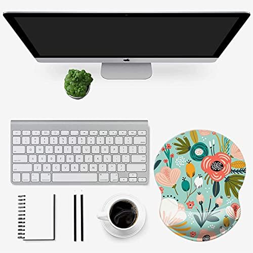 Mouse Pad with Wrist Support, Non Slip Mousepad Wrist Rest for Office, Computer, Laptop & Mac-Comfortable & Lightweight Ergonomic Support Mouse Mat(Wrist-Green Floral)