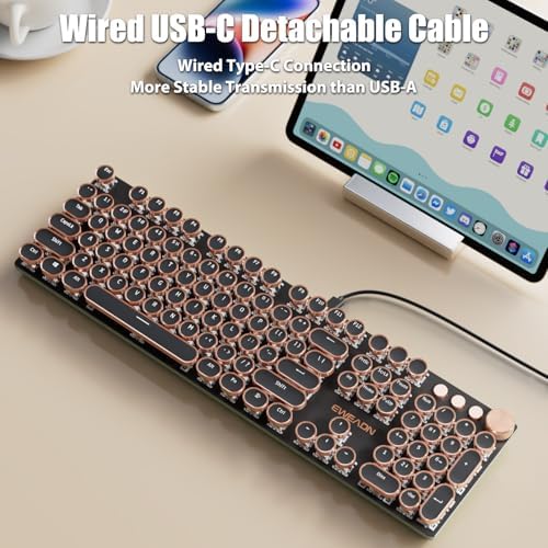 Typewriter Style Mechanical Gaming Keyboard White LED Backlit