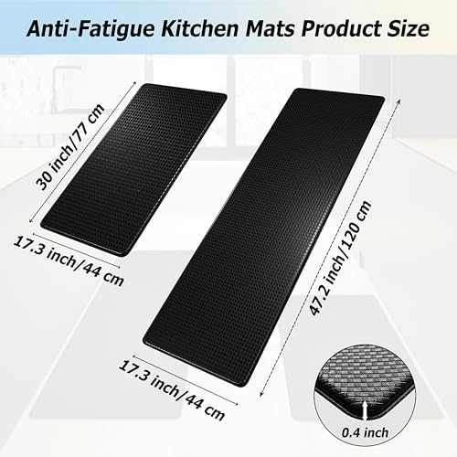Artnice Kitchen Rugs Set of 2, 0.4inch Non-Slip Kitchen Mats for Floor