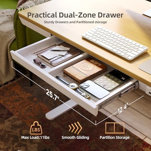 Claiks Bamboo Standing Desk with Drawers & USB Ports 48x24