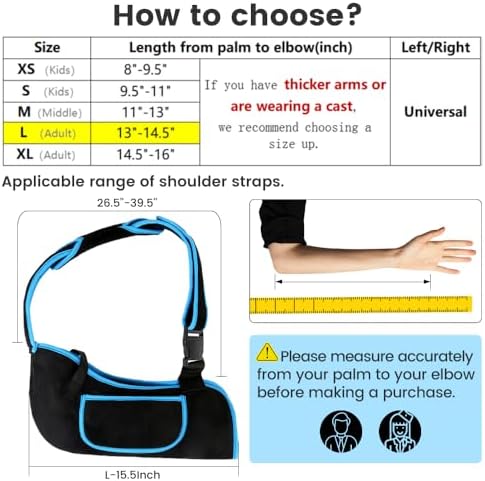 mosago Arm Sling, Lightweight Breathable Mesh Shoulder Immobilizer, Large