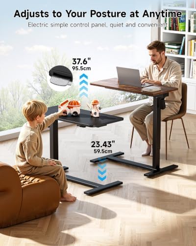 BIZUM Small Electric Standing Desk Bedside Table 31.5 x 15.8 Inch, Black