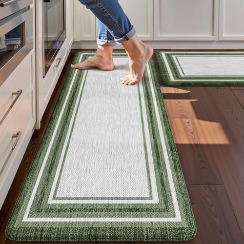 KIMODE Kitchen Mats Cushioned Anti Fatigue,Farmhouse Kitchen Rugs Sets of 2