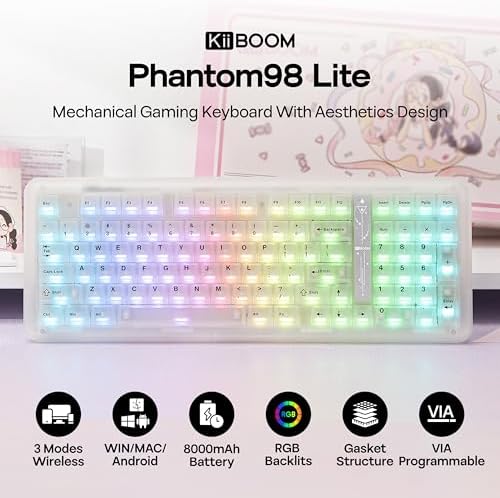 KiiBoom Phantom98 Lite 96% Wireless Mechanical Gaming Keyboard, VIA Custom