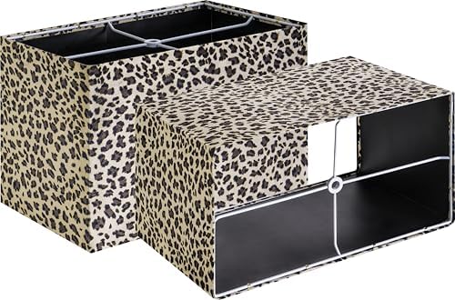 GO&SO Rectangle Lamp Shades Set of 2 Large,Leopard Shade Art,16"Lx8"W x10"H