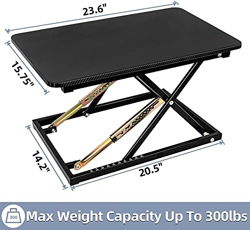 Standing Desk Converter, Height Adjustable Sit Stand Desk Converter, Fully Assembled Monitor Desk Riser for Standing or Sitting, Black, Pattern