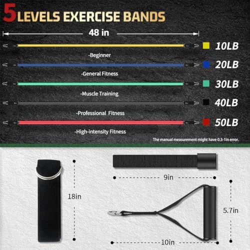 VEICK Resistance Bands with Handles, Exercise Tube Bands Set for Workouts