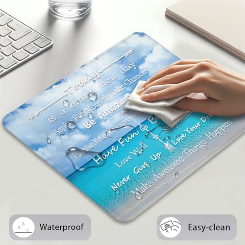 Inspirational Quote Tropical Beach Mouse Pad, Today is A New Day Desk Mat