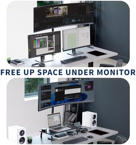 VIVO Single Ultra-Wide Monitor Desk Mount for up to 49 inch Ultrawide Screens, Extra Tall Heavy Duty Adjustable Stand Holds 44 lbs, Black, STAND-V100R