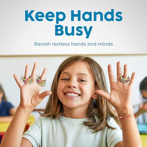 BUNMO Magnetic Fidget Rings 3pk – Cool Fidgets for Teens, Quiet Fidget Toys, Fidget Toys Adults, Maximum Strength 8 N50 Magnets, Learn Cool Tricks, Teen Gifts, Fidgets for Kids 8-12, Multicolored