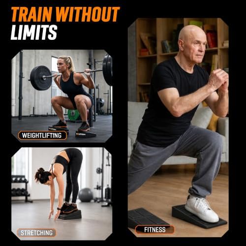 Heel Elevated Squat Wedge Block, 5 Adjustable Angles Weight Lifting Slant Board for Calf Stretching, Adjustable Lightweight Support for Mobility, Weight Lifting, Yoga and Home Gym Exercise