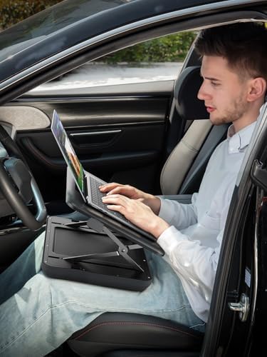 SAIJI Height & Tilt Adjustable Lap Desk, Portable Laptop Stand for Bed