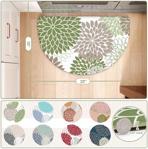 KIMODE Half Circle Kitchen Mats for Floor Cushioned Anti Fatigue Semi Round
