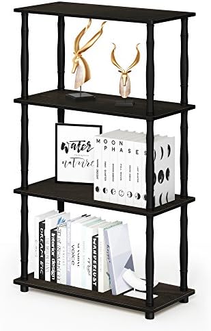 Furinno Turn-N-Tube 4-Tier Multipurpose Shelf Display Rack, Classic Tubes, Espresso/Black
