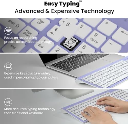 cimetech Wireless Keyboard and Mouse Combo - Purple White