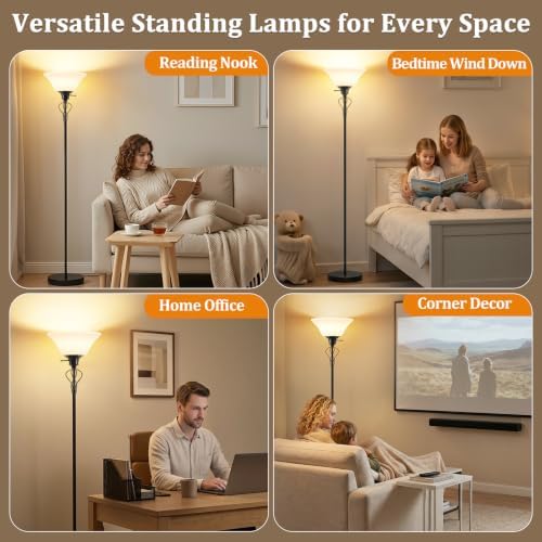 Floor Lamps for Living Room, 70" Tall Torchiere Floor Lamps, Plastic Shade